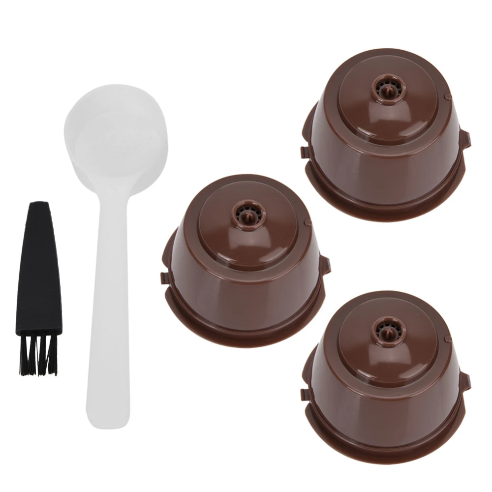 Reusable Refillable Coffee Capsule Pod Filter Cups Set With Spoon Brush (3 Coffee Capsules)