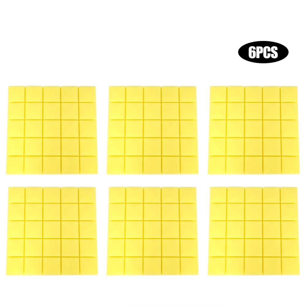 50*50*5cm 6Pcs Foam Engineering Acoustic Panels Studio Soundproofing Foam (Yellow)