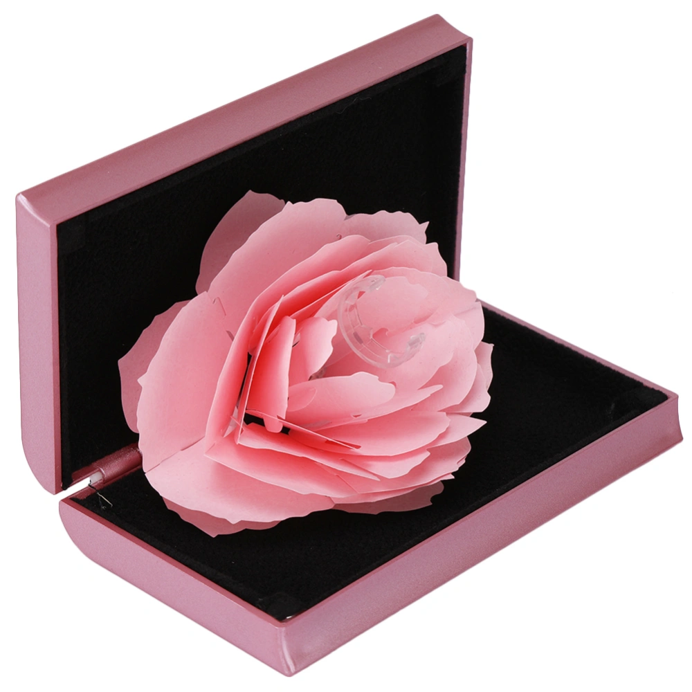 3D Rose Pop-up Ring Box Wedding Engagement Jewelry Storage Rack Ring Holder(Pink)