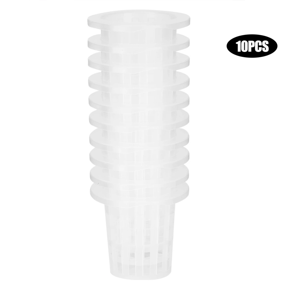 10pcs/Set Breathable Plastic Hydroponic Basket Cup for Garden Balcony Planting (White)