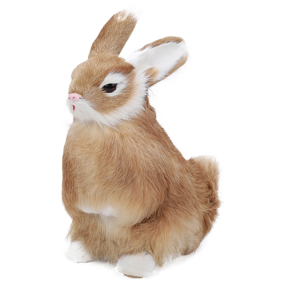 Realistic Plush Rabbit Lifelike Animal Easter Home Ornament Simulation Toy Model Gift (Yellow)