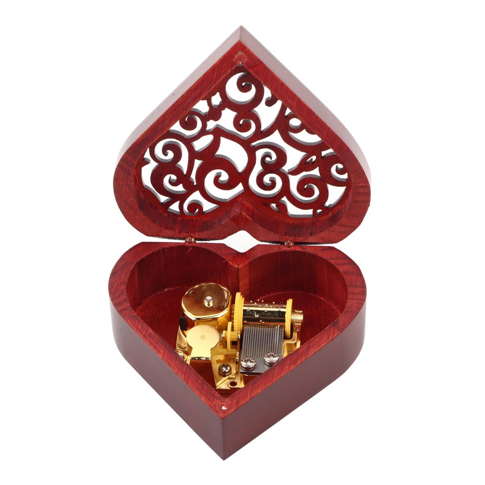 Wooden Craft Musical Box Heart Shaped Music Box Birthday Kids Gift (Castle in the Sky)