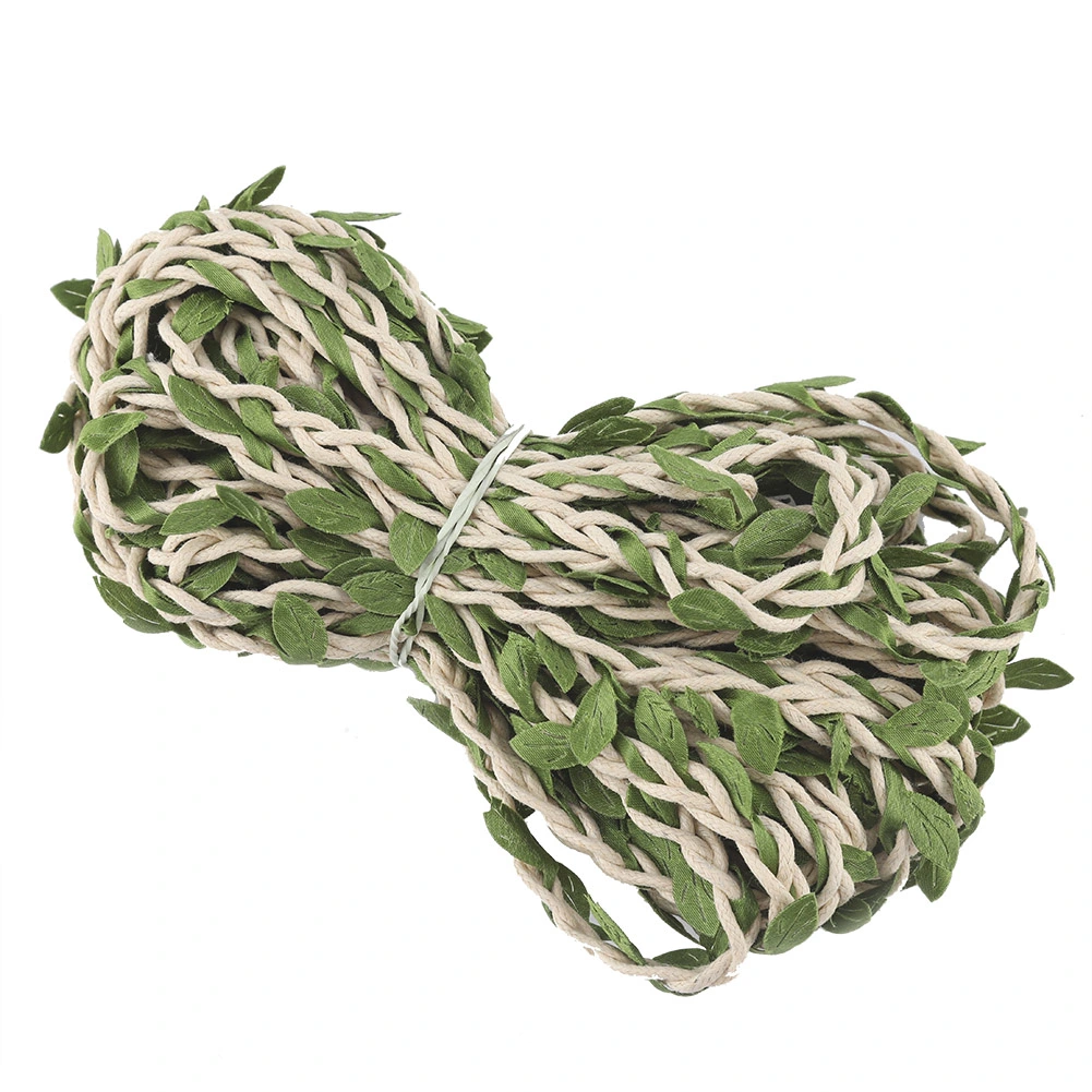 10m Simulation Leaves Mixed Braid Forest Series Hemp Rope Rattan Decoration Beige