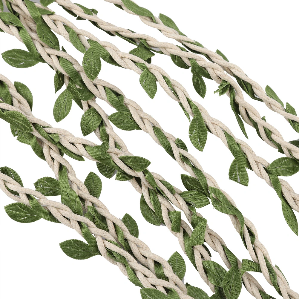 10m Simulation Leaves Mixed Braid Forest Series Hemp Rope Rattan Decoration Beige