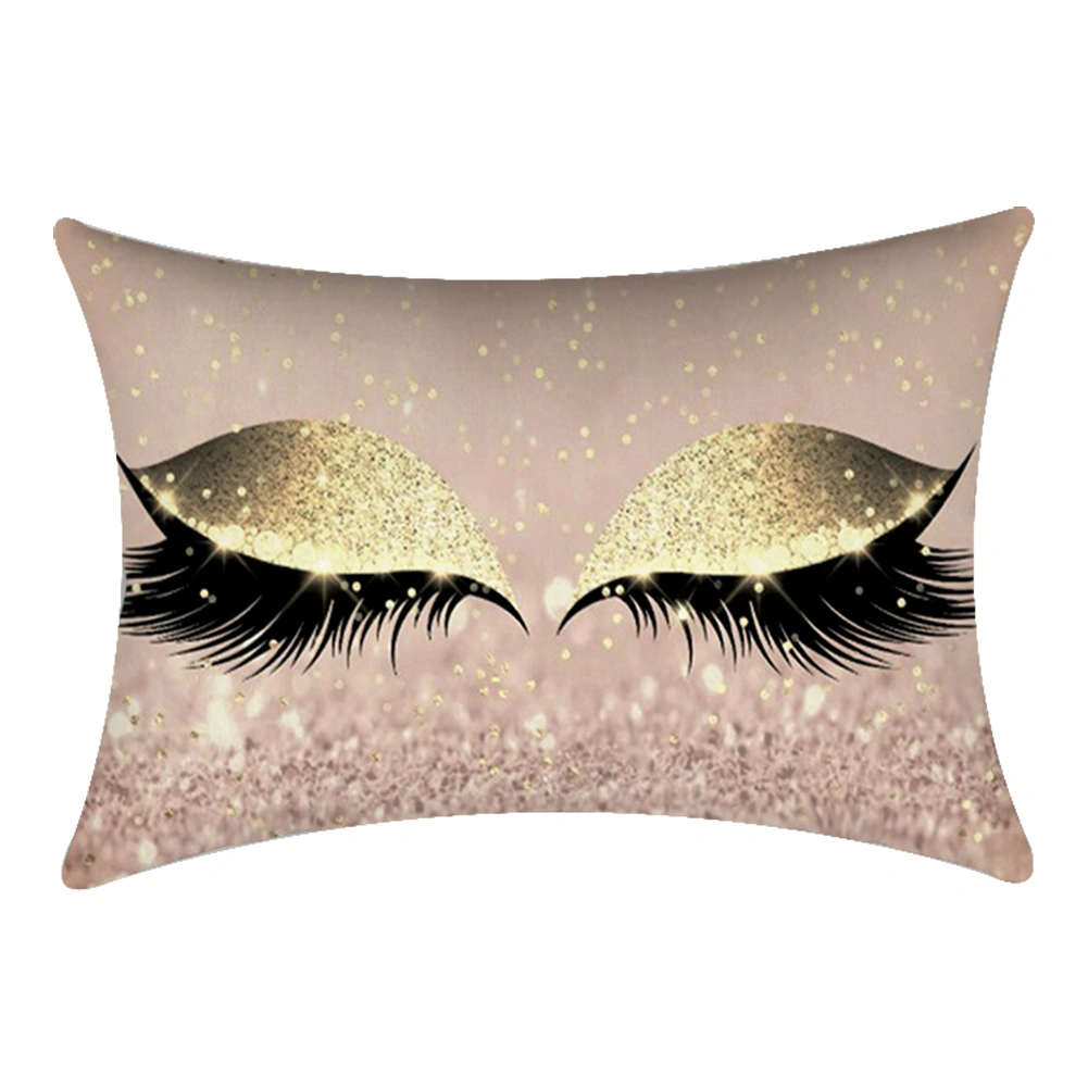 30*50cm Shinning Eyelashes Pillow Case for Home Sofa Bed Car Waist Cushion (N)