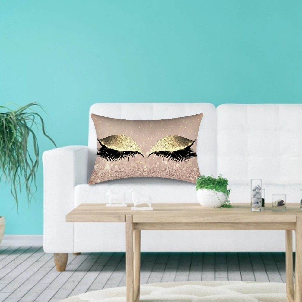 30*50cm Shinning Eyelashes Pillow Case for Home Sofa Bed Car Waist Cushion (N)