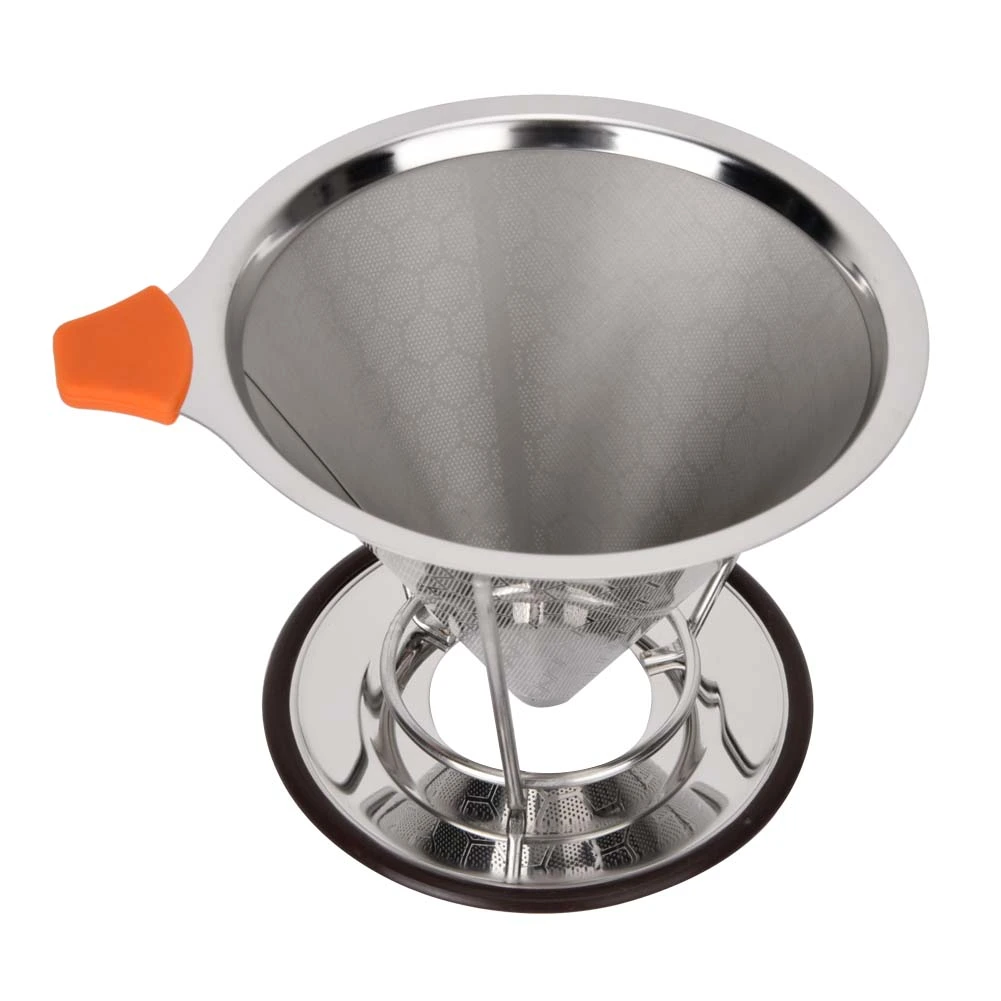 Stainless Steel Reusable Coffee Dripper Filter Coffee Cone with Mesh (125mm)