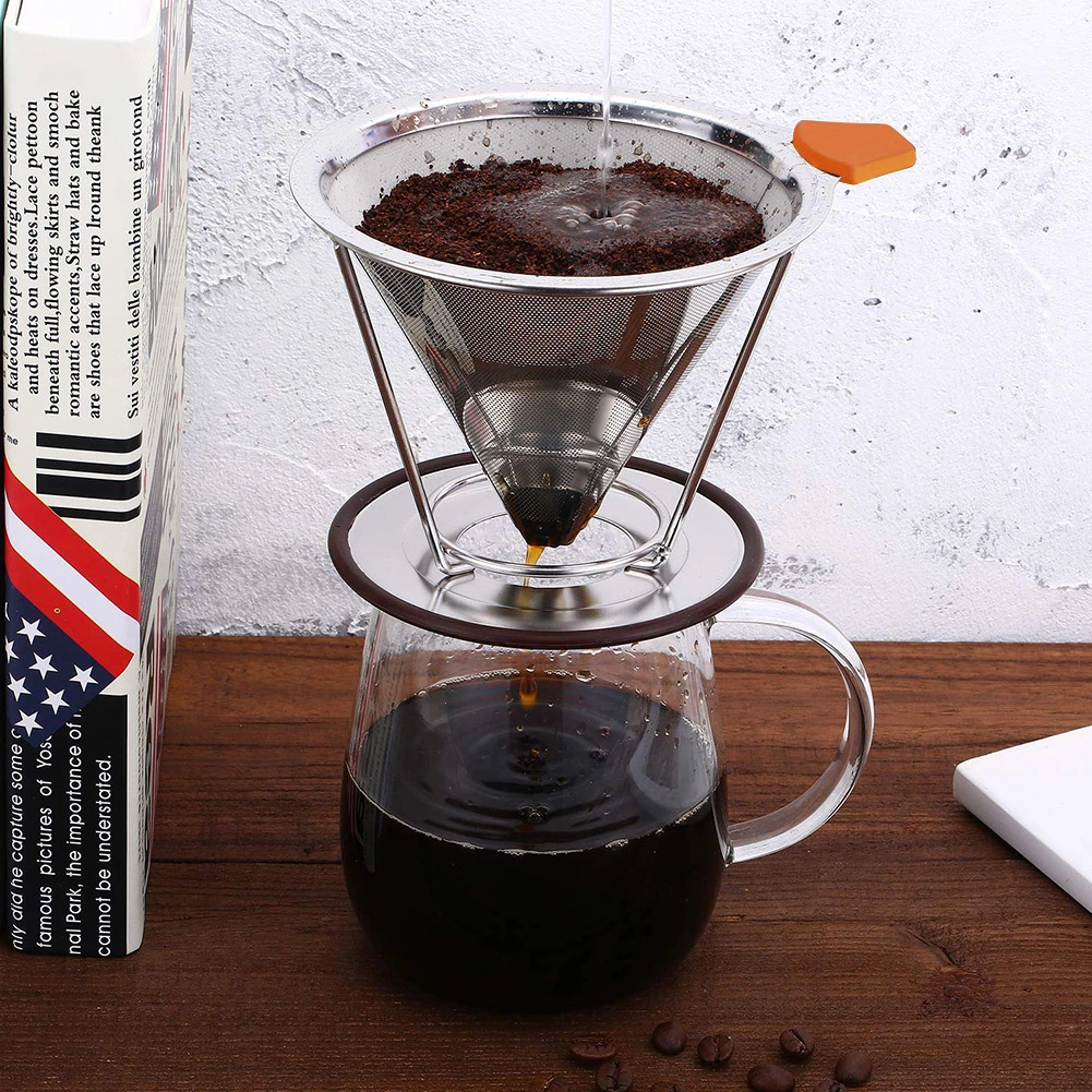 Stainless Steel Reusable Coffee Dripper Filter Coffee Cone with Mesh (125mm)