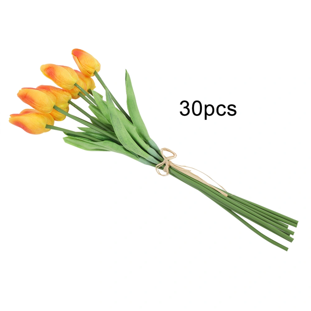 30Pcs Real touch Artificial Tulip Flower Fake Flower Gift for Home Wedding Decor(Sunset Color)