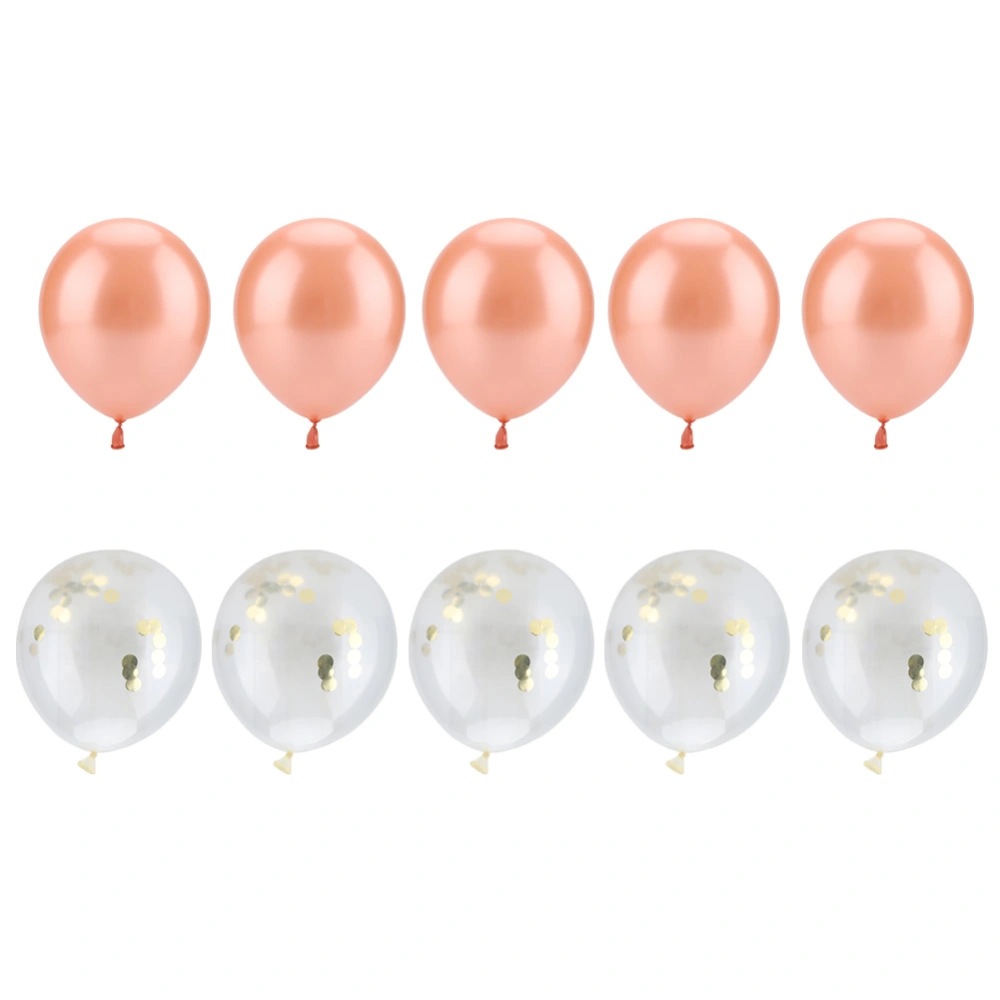 10pcs 10" Aluminum Foil Balloons Party Wedding Birthday Decor(Latex Balloon+Gold Confetti)