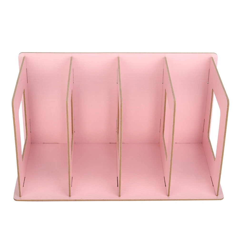 Wooden DIY Desktop Bookshelf Rack Books DVD Storage Holder for Students Kids Adult (Light Pink)