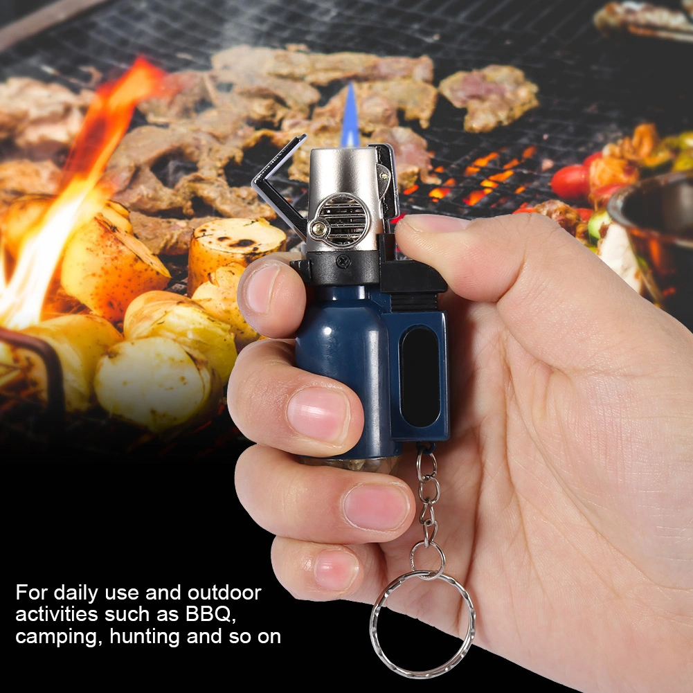 Portable BBQ Lighter Grilling Barbecue Butane Flame Lighter Key Chain No Gas (Blue)