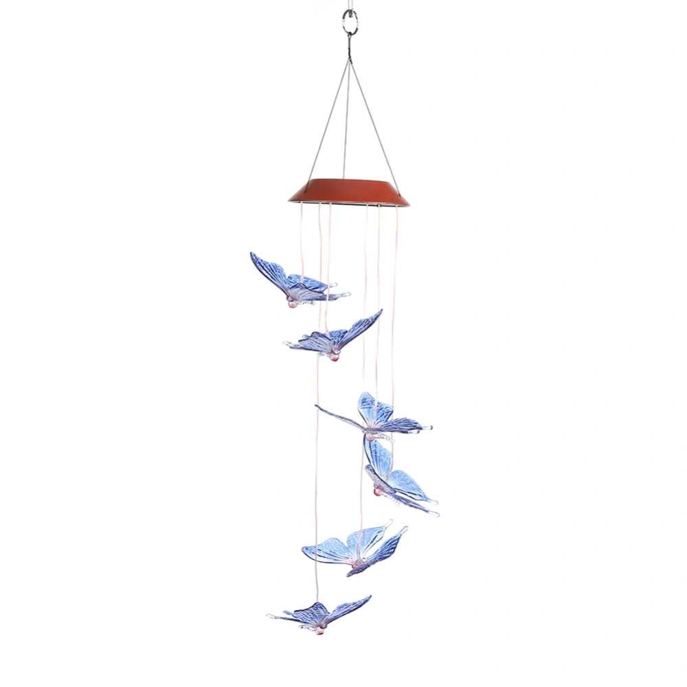 Outdoor Waterproof Solar Panel LED Butterfly Wind Chimes Home Garden Decor Light (colored)