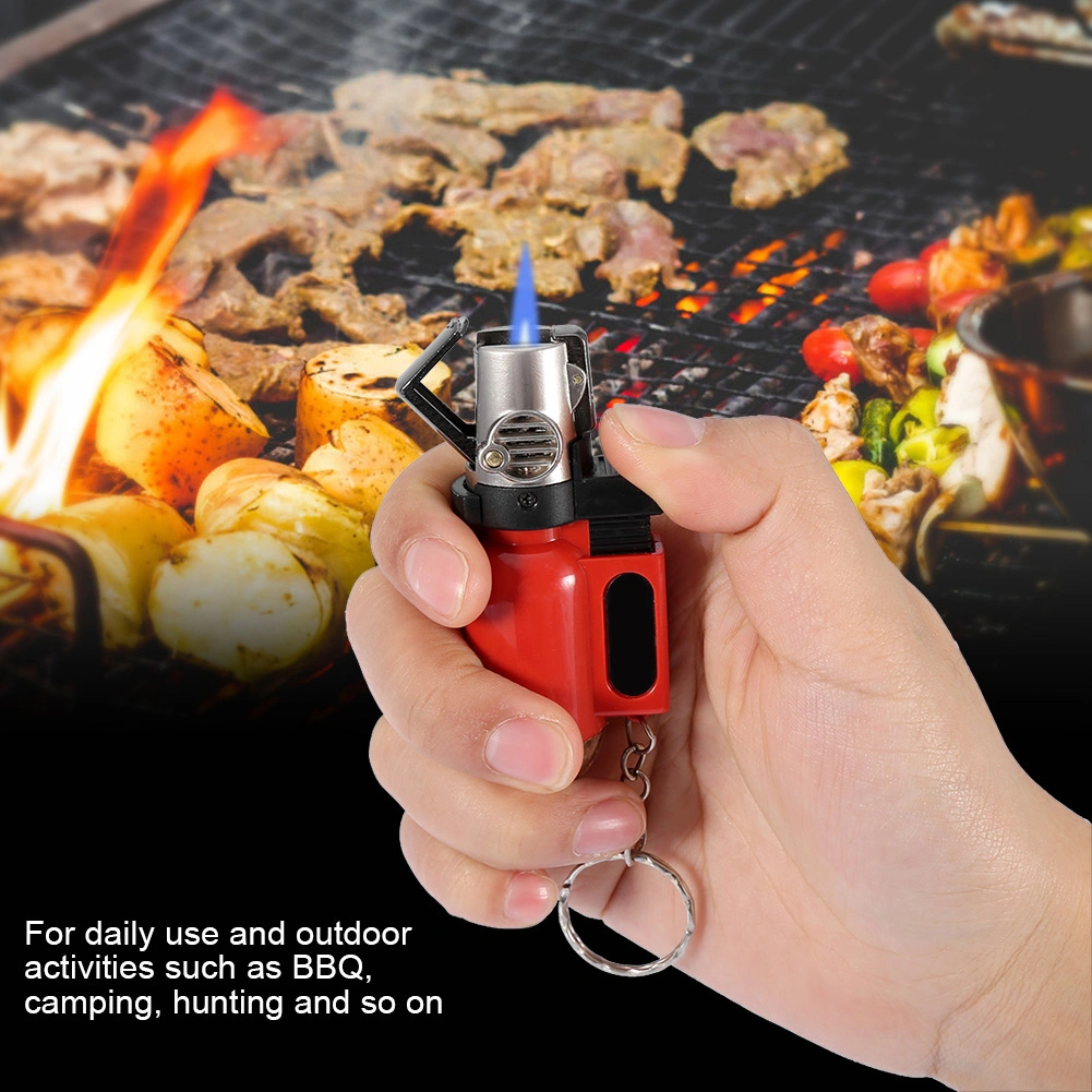 Portable BBQ Lighter Grilling Barbecue Butane Flame Lighter Key Chain No Gas (Red)