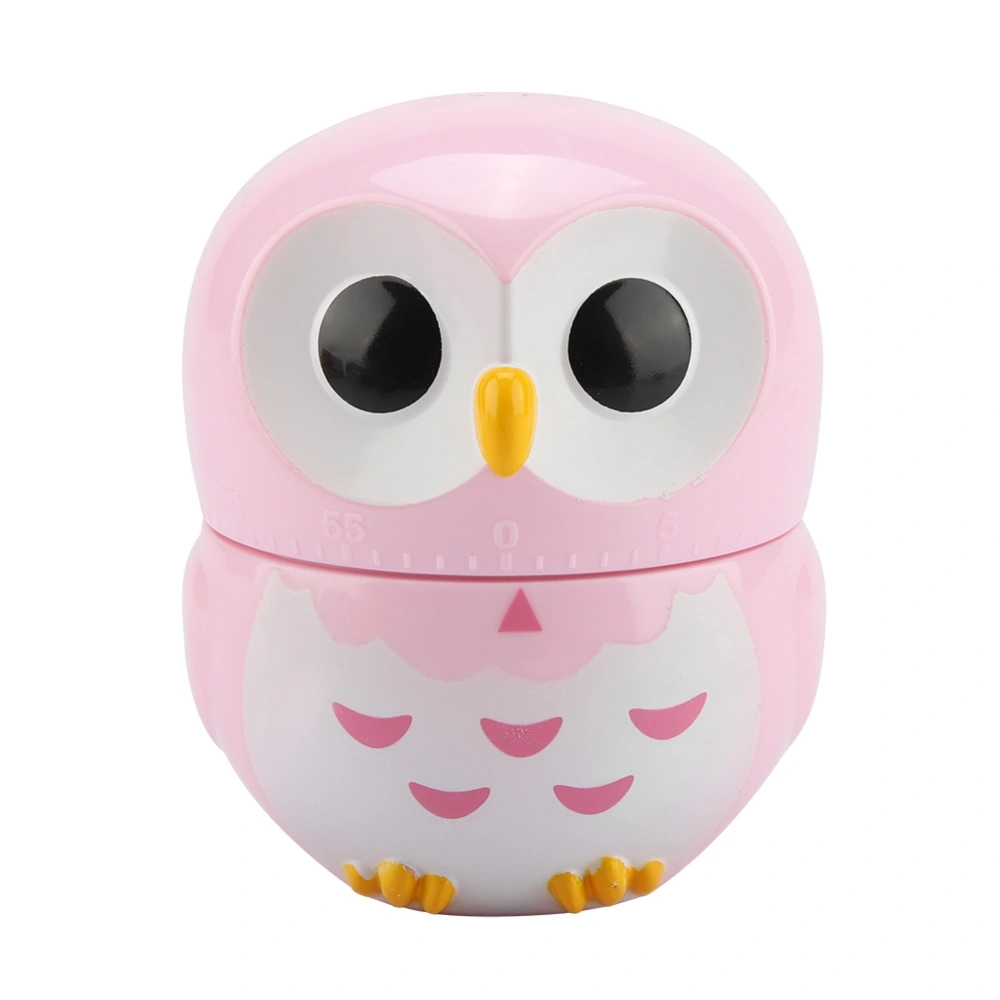 Cute Owl Shape Kitchen Manual Timer Mechanical Home Cooking Counters Clock(Pink)