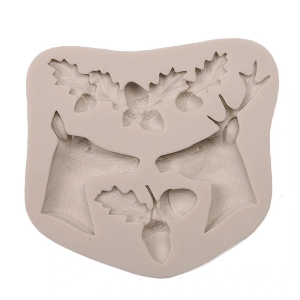 Christmas Style Series Chocolate Mould Deer Pine Cone Bear DIY Silicone Cake Mold 02#