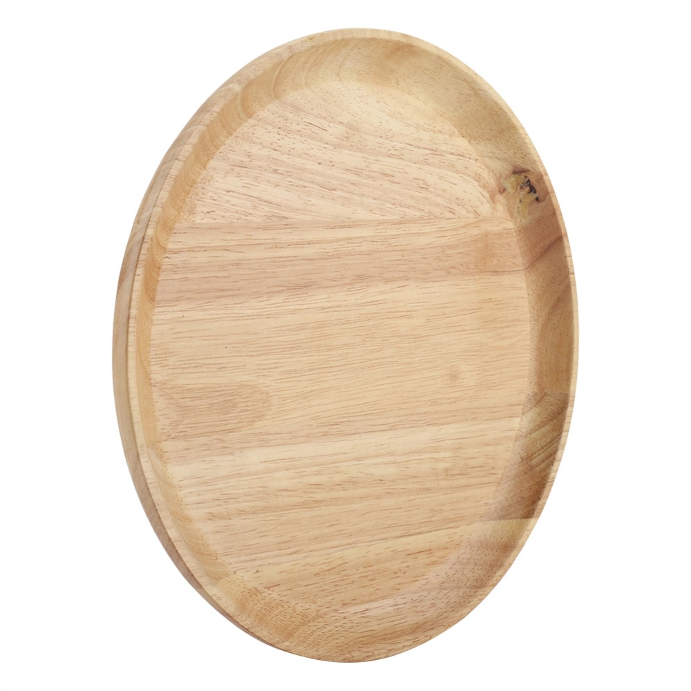 Round Wood Tea Tray Sushi Snacks Fruits Serving Plate Dish for Home Restaurant 24*24cm