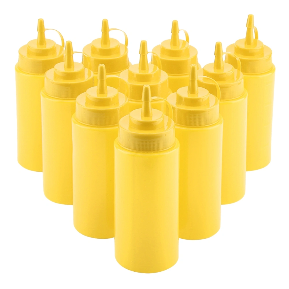 460ml 10pcs / Set Plastic Condiment Dispenser for Sauce Oil Cream Vineger (Yellow)