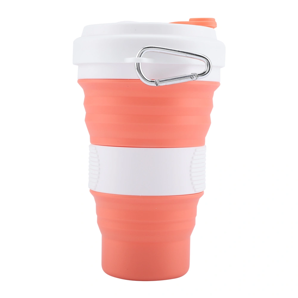 Foldable Portable Lightweight Silicone Cup with Cover for Water Coffee(Orange)