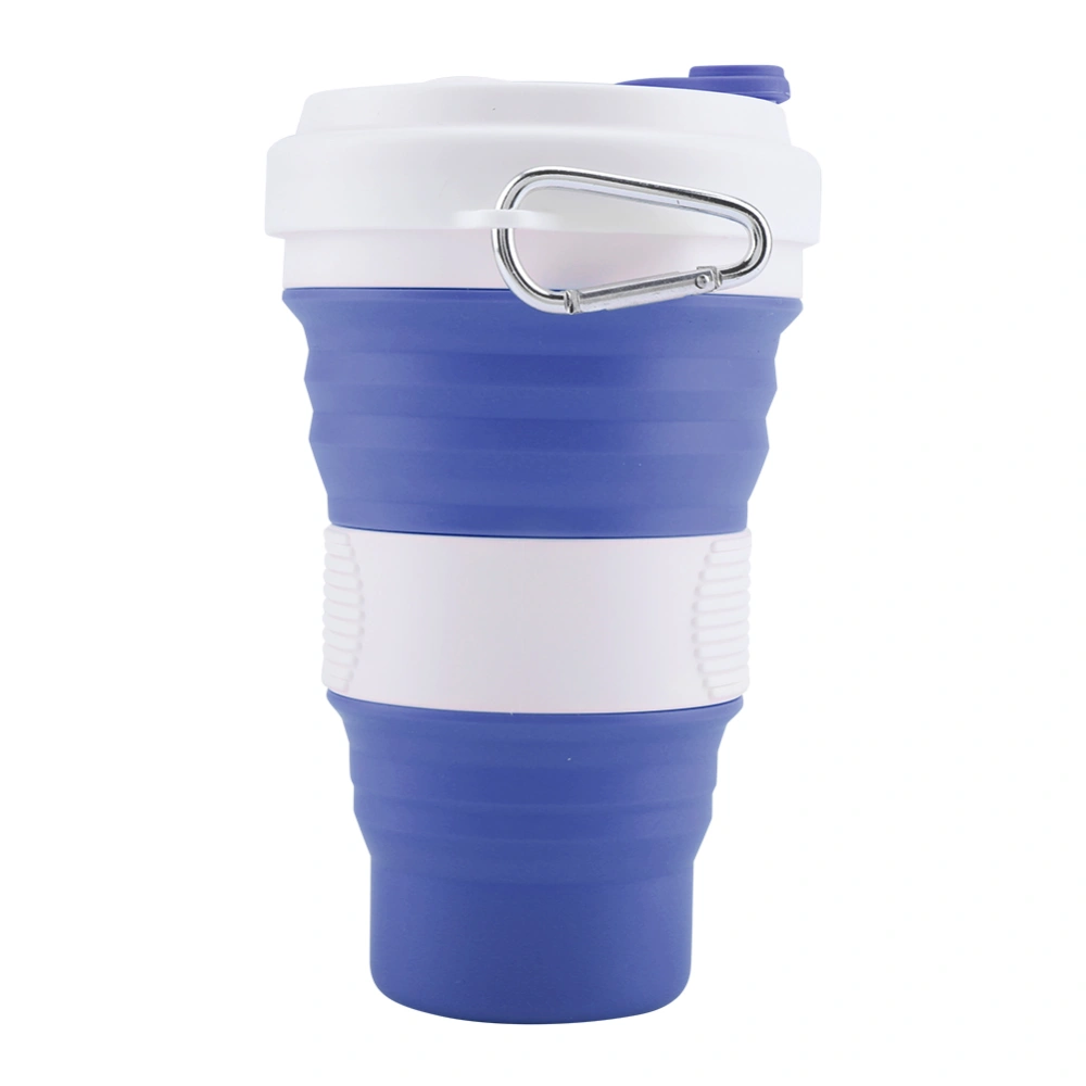 Foldable Portable Lightweight Silicone Cup with Cover for Water Coffee(Blue)