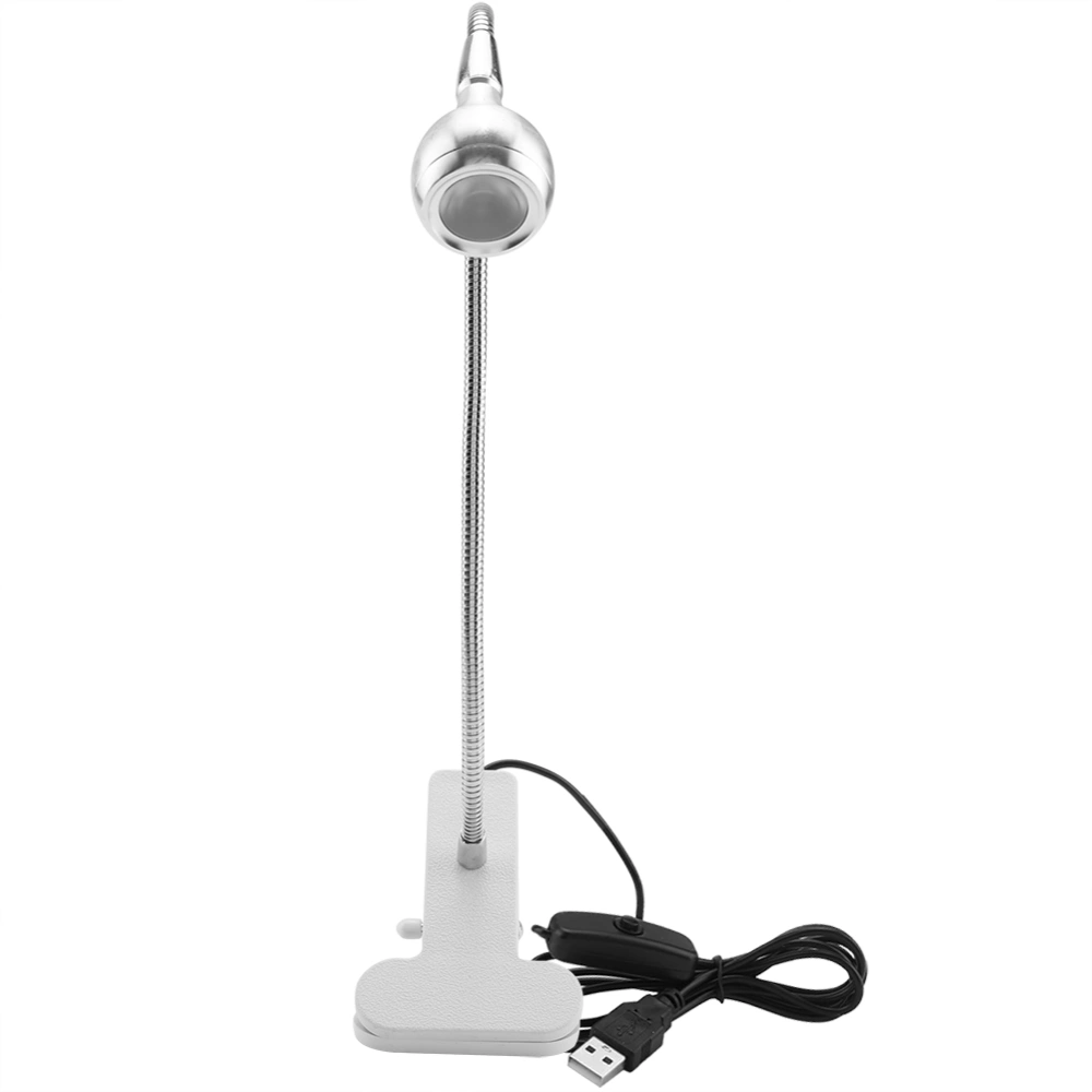 USB LED Table Light Mini Desk Night Lamp with Clip for Home Study Reading Silver White