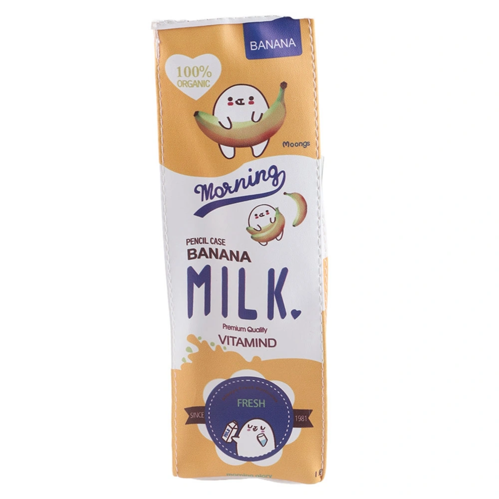 3Colors Cartoon Milk Stationery Bag Waterproof PU Large Capacity Pencil Case Storage Bag