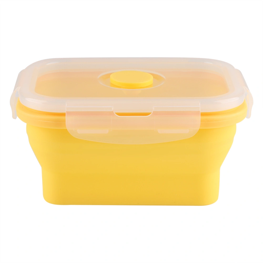 350ml Rectangle Silicone Bento Box Collapsible Lunch Box Microwave Food Container (Yellow)