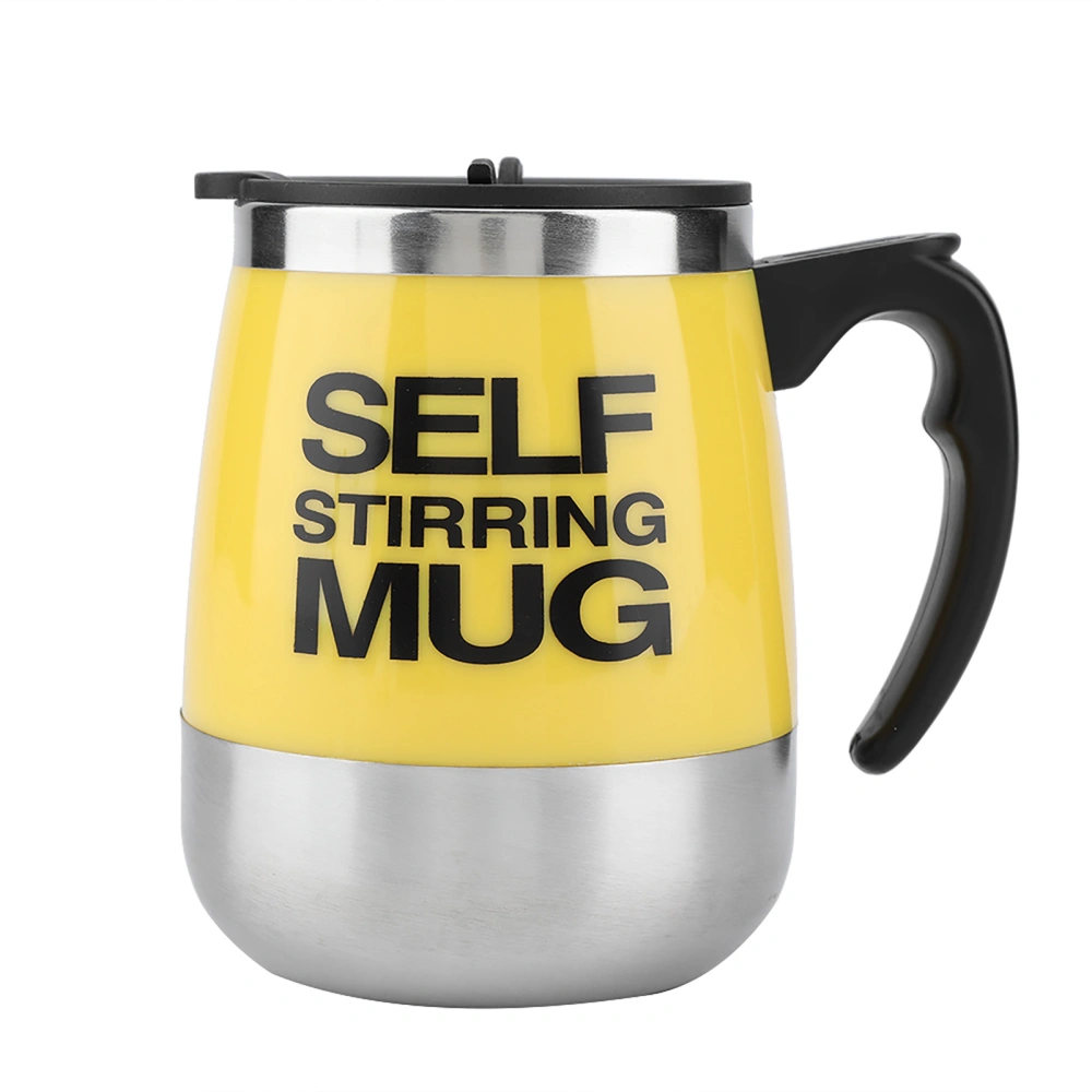 Portable Electric Stainless Steel Self Mixing Cup Magnetic Stirring Coffee Mug Yellow