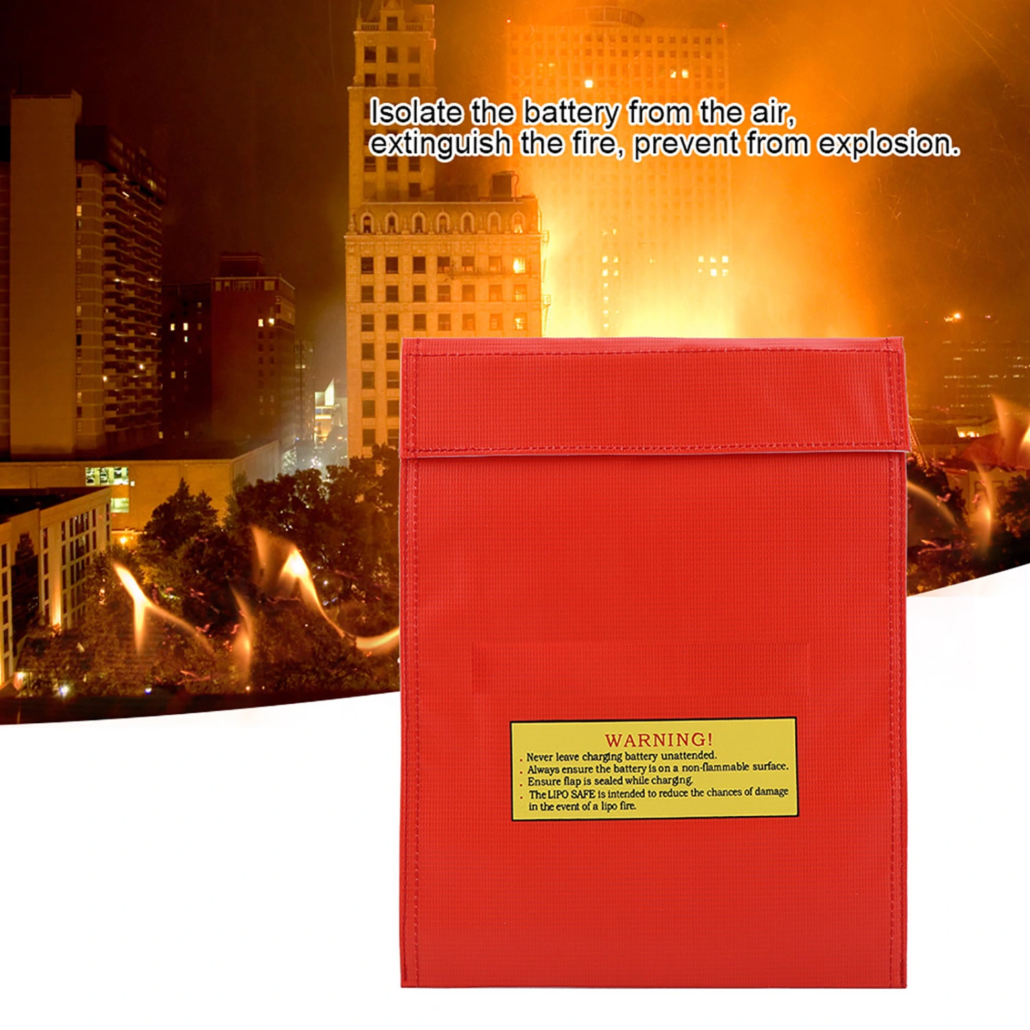 Fireproof Bag Li po Battery Safety Portable Two Size Pouch Charging Sack(Red S)