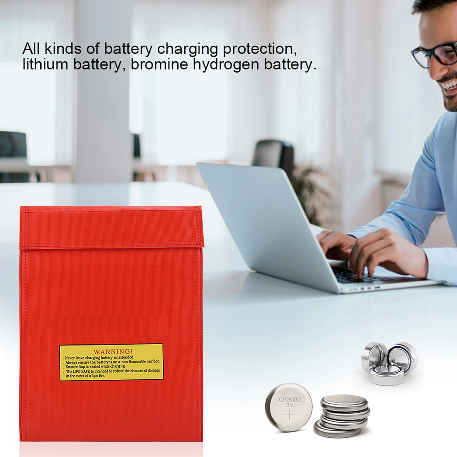 Fireproof Bag Li po Battery Safety Portable Two Size Pouch Charging Sack(Red S)