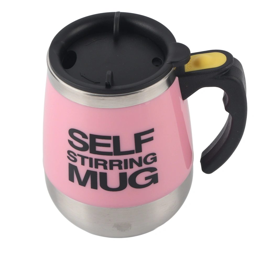 Portable Electric Stainless Steel Self Mixing Cup Magnetic Stirring Coffee Mug Pink