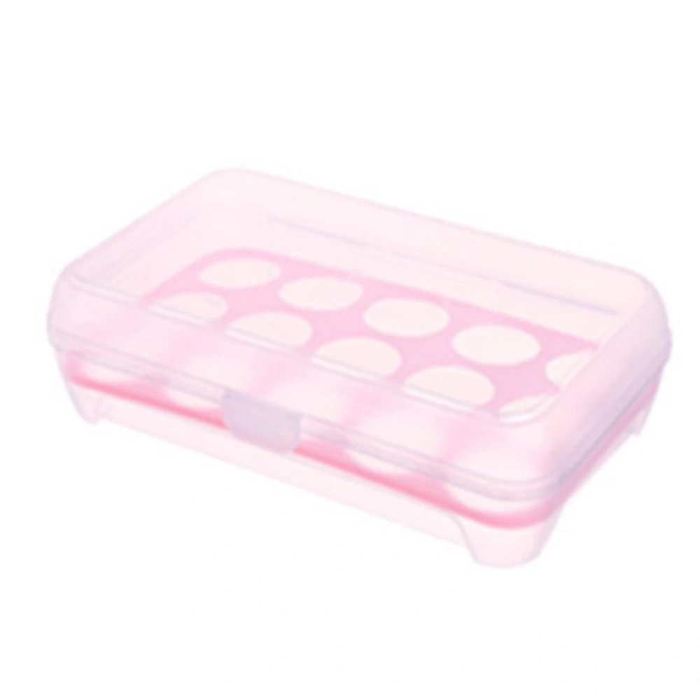 1Pc Egg Storage Holder Box 15 Grid Plastic Tray Refrigerator Eggs Organizer(Pink)