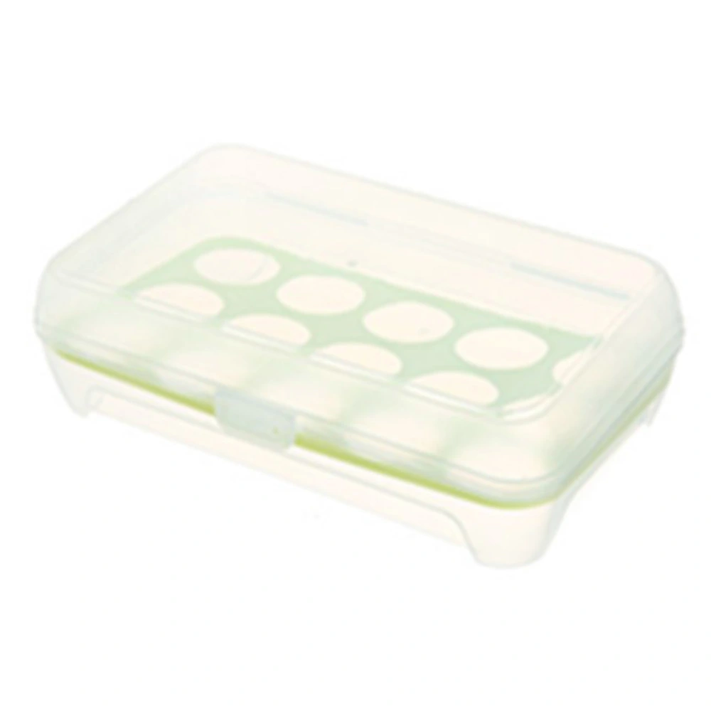 1Pc Egg Storage Holder Box 15 Grid Plastic Tray Refrigerator Eggs Organizer(Green)