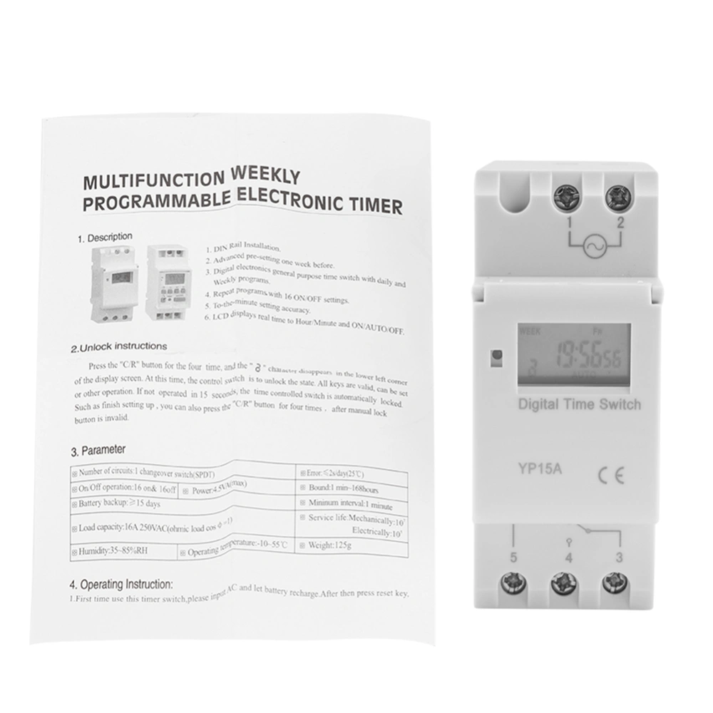 16A Digital LCD Power Timer Programmable Relay Time Switch (AC220V)