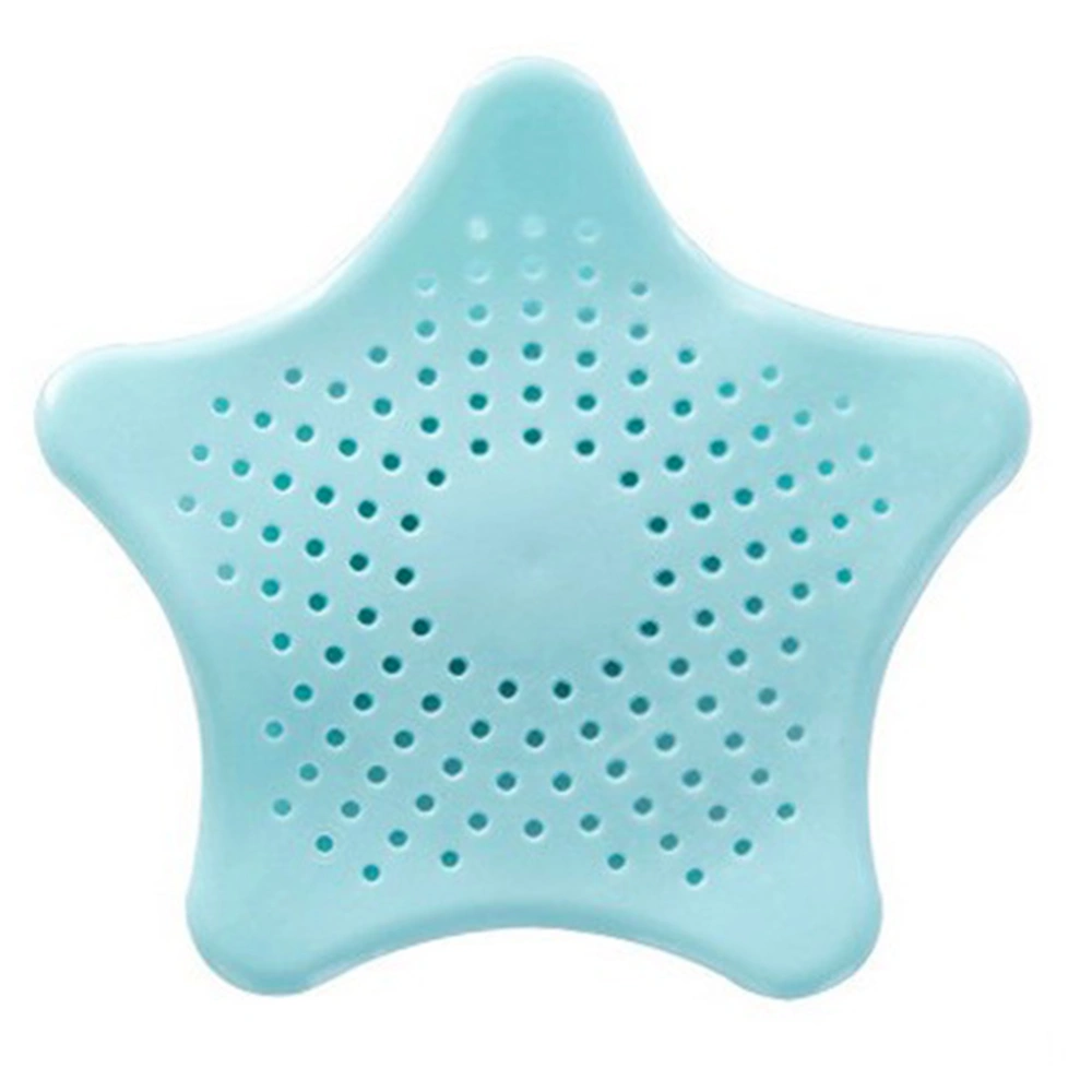 Star Shape Suction Cup Kitchen Bathroom Sink Drain Strainer Hair Stopper Filter (Light Blue)