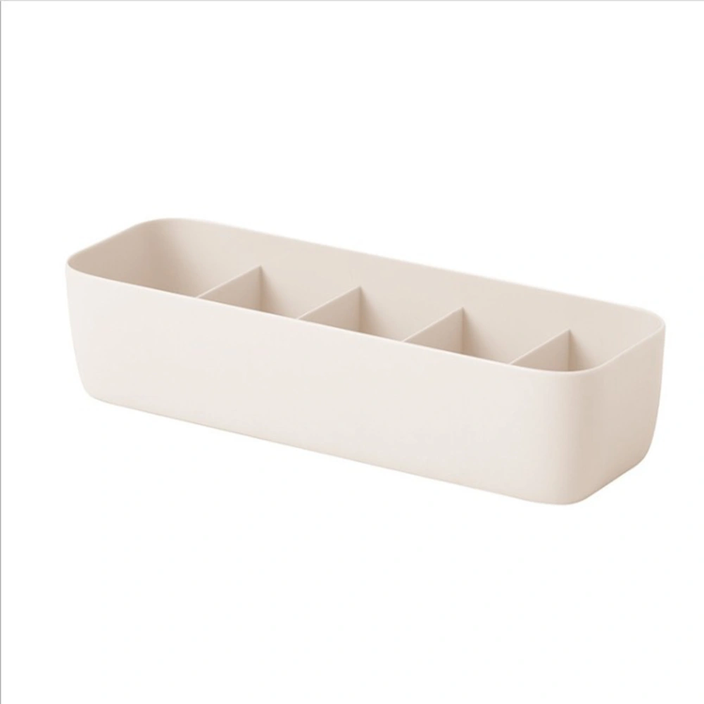 1Pc Socks Storage Box Stacklable Plastic Underwears Organizer for Home Bedroom(Beige Five Cell)