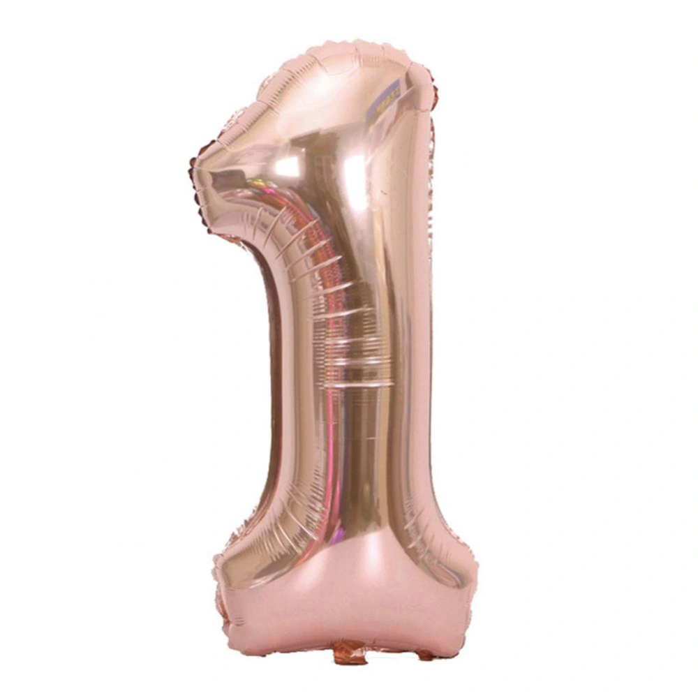 40in Large Rose Golden Foil Number 0-9 Balloons for Wedding Birthday Party Decor(Number 1)