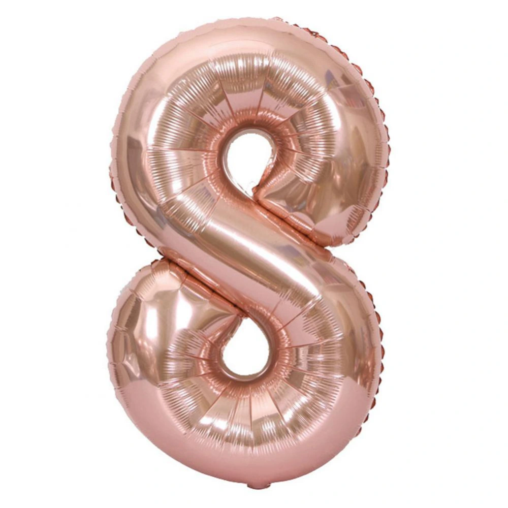 40in Large Rose Golden Foil Number 0-9 Balloons for Wedding Birthday Party Decor(Number 8)