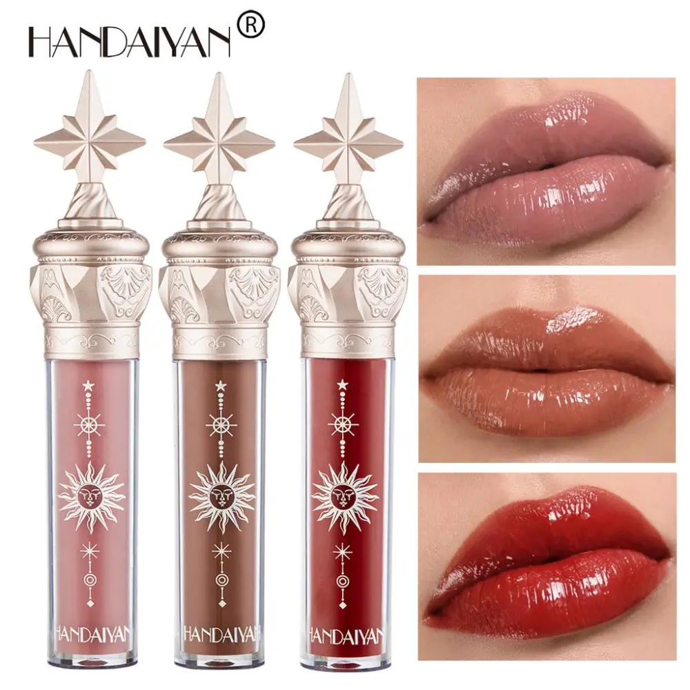 HANDAIYAN Little Star Stick Lip Gloss Lipstick Water Glossy Film Mirror Lip Glaze Glass Lip Gloss Moisturizing Lasting and Not Easy To Fade