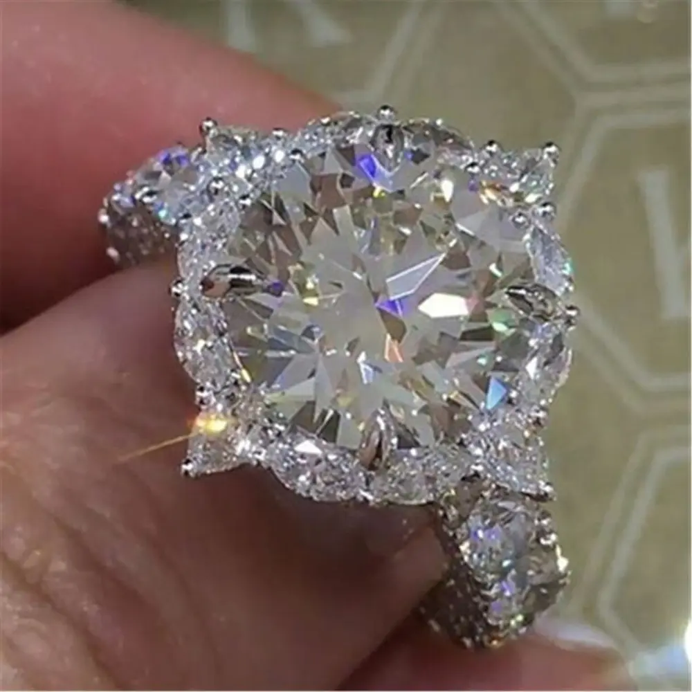 Luxury Rhinestone Wedding Ring Engagement Bridal Jewelry