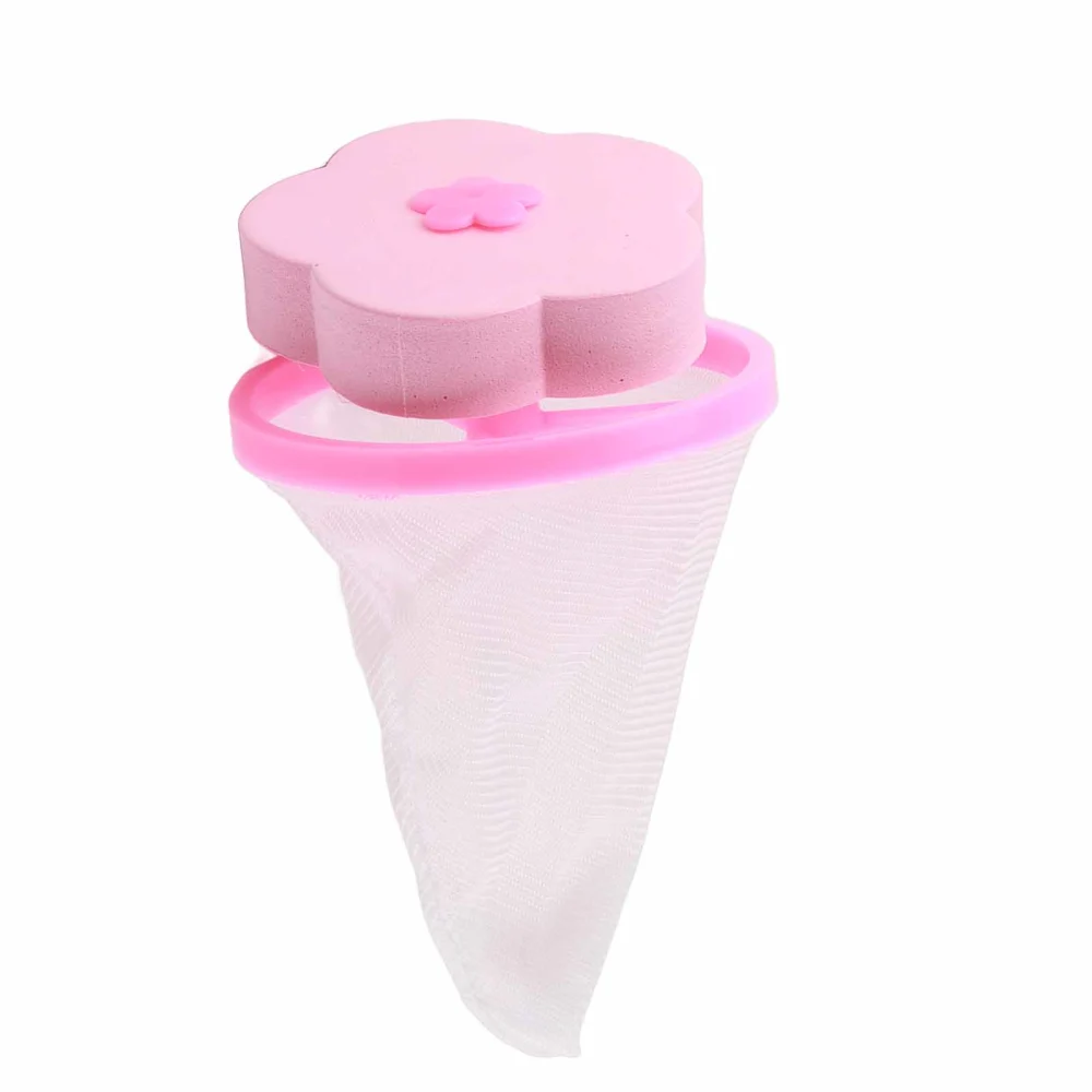 Washing Machine Hair Remover Removal Device Floating Filter Mesh Bag Flower shaped Ball Red