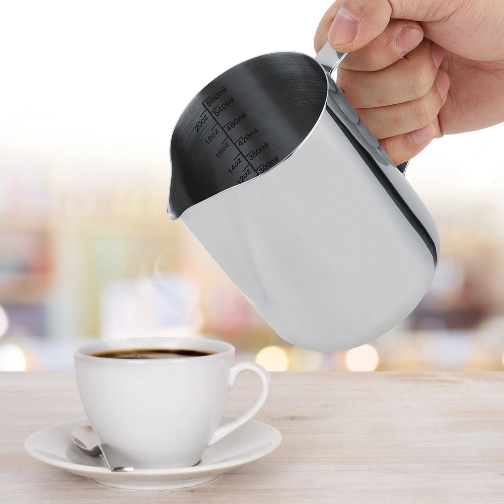 600ml Stainless Steel Measuring Cup Mug Milk Frothing Pitcher Jug for Latte Coffee Art