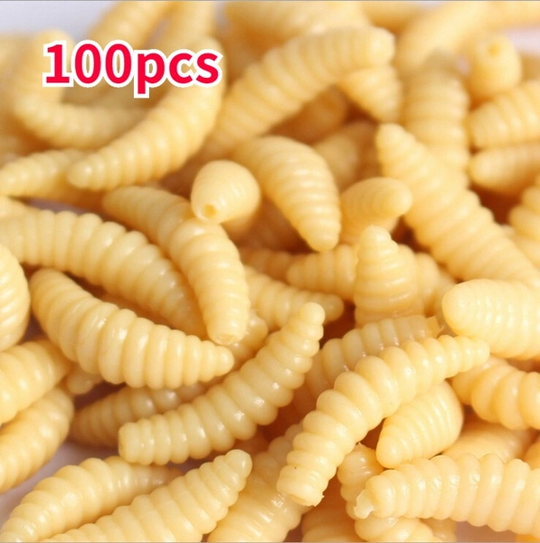 NEW 50/100pcs 2cm 0.3g Maggot Grub Soft Fishing Lure arrow Hooks Smell Worms Glow Shrimps Fish Lures