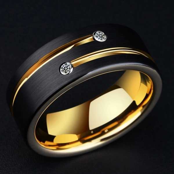 European and American exquisite fashion black groove hollow engagement men's diamond ring