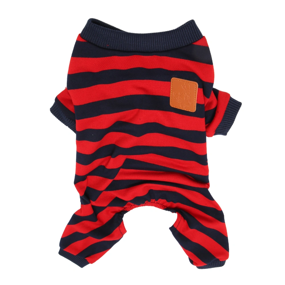 Striped Dog Pajamas 4 Legged Lightweight Soft Comfortable Fashionable Red Blue Striped Dog Clothes for Home M