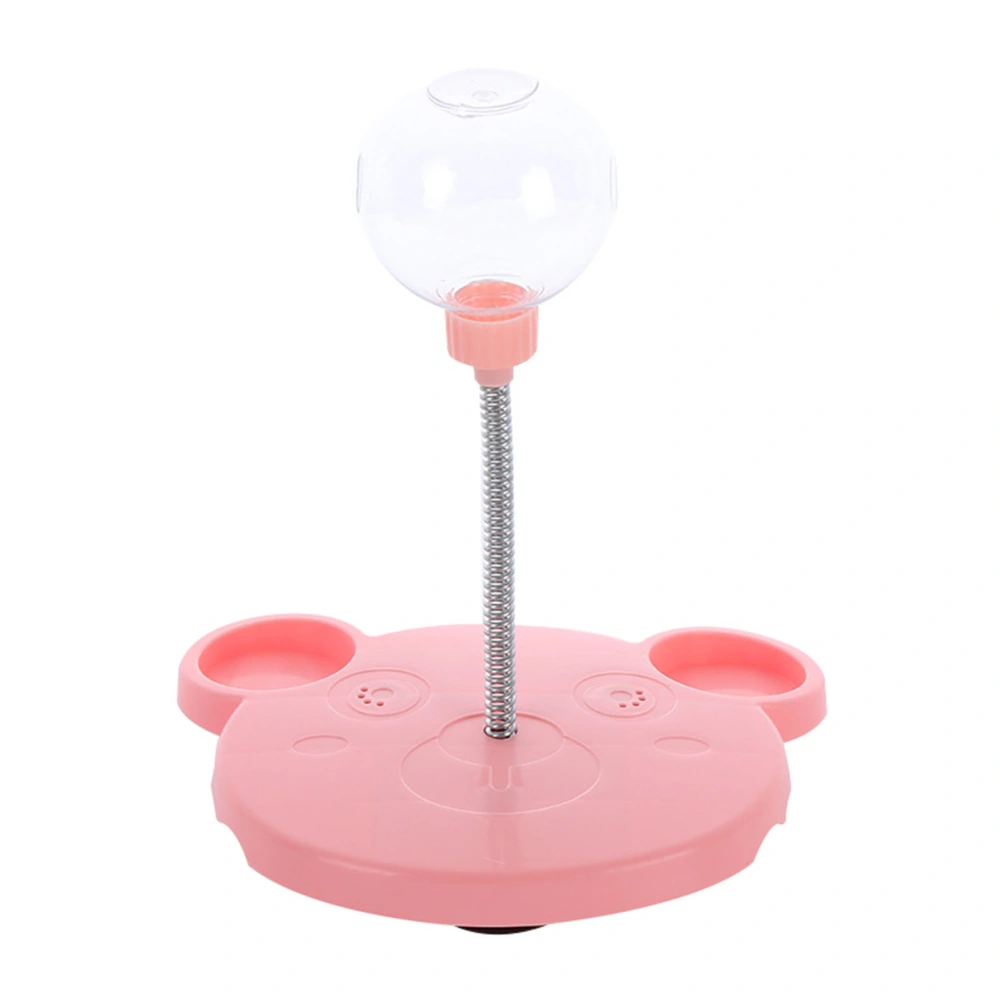 Cat Treat Dispenser Toy Plastic Cute Bear Shape Leaky Food Circle Ball Track Feeder Toy with Spring for Cat Gifts Pink