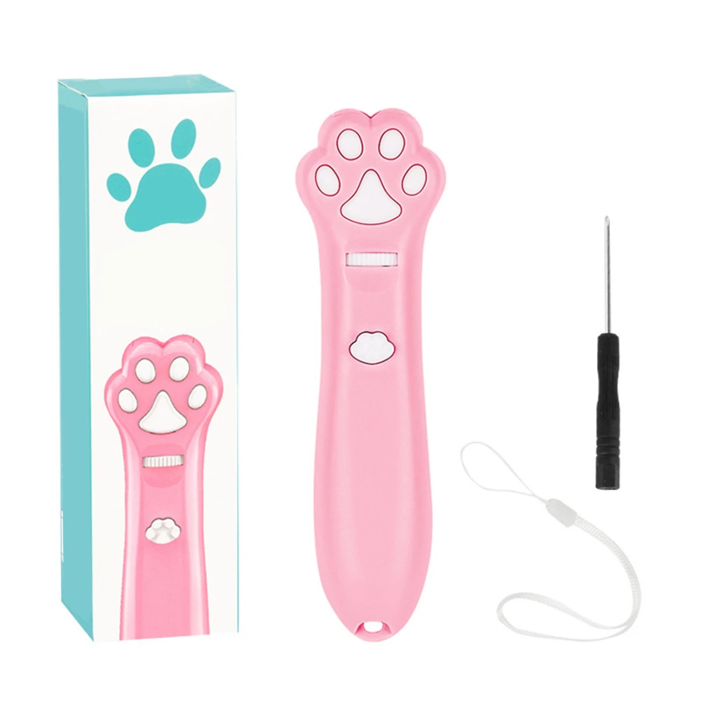 LED Red Lights Laser Cat Teaser Stick Cat Paw Shape Cat Projection Stick Pets Entertainment Toy Pink