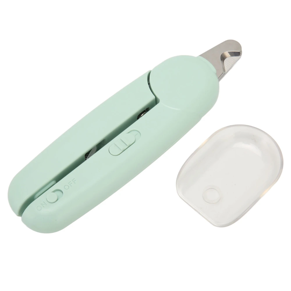 Pet Nail Clippers Stainless Steel Automatic Bounce Back Handle Trimming Tool with LED Light for Dog Nail Green