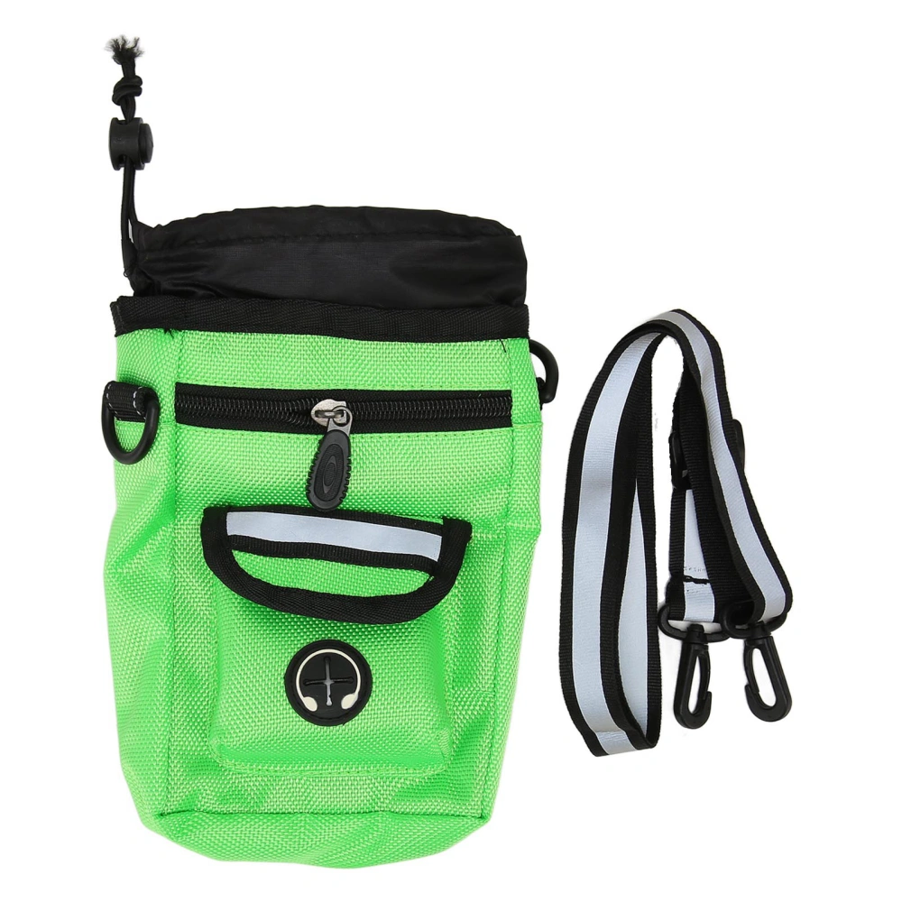 Dog Treat Pouch with Poop Bag Holder Large Capacity Hands Free Pet Training Snack Bag with Adjustable Waist Belt Fluorescent Green