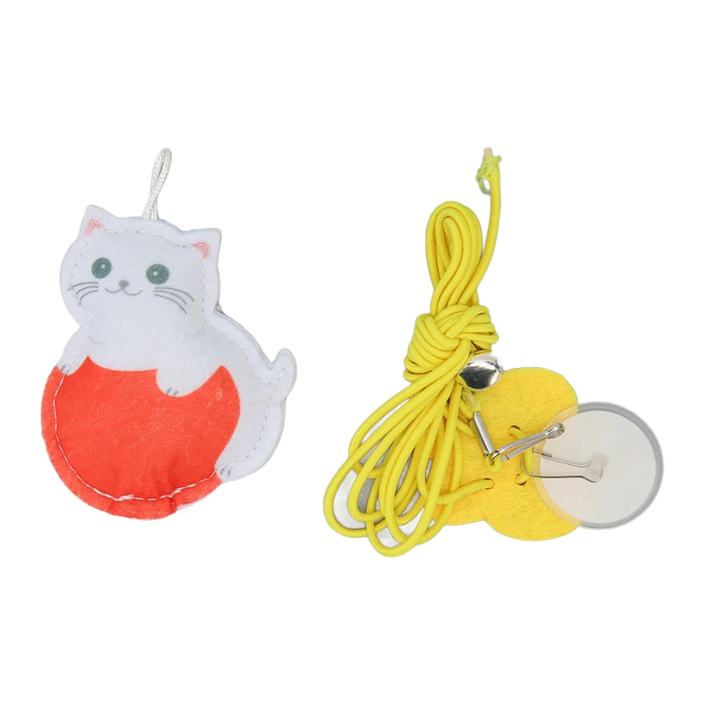 Hanging Door Interactive Cat Toy Felt Kitten Shape Retractable Cat Teaser Toys for Exercise Relaxing